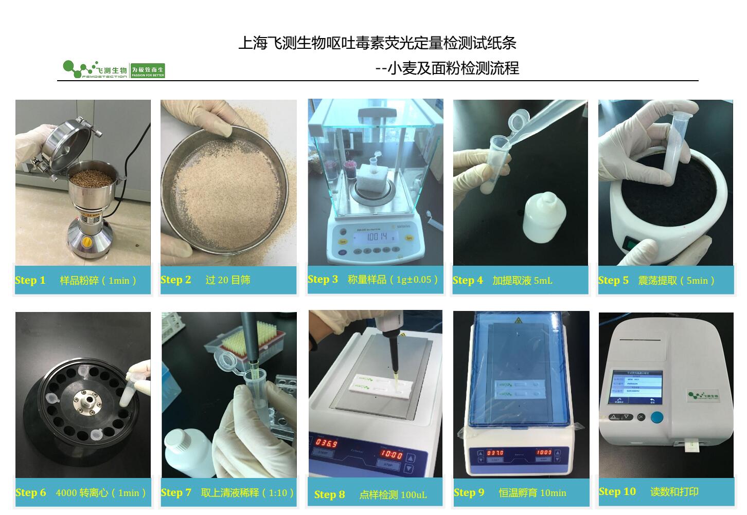 呕吐毒素检测卡操作过程示意图